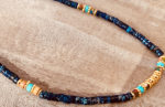 Collier en perles heishi et jaspe tons bleus