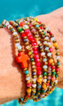 Sautoir multicolore en perles de verre fines